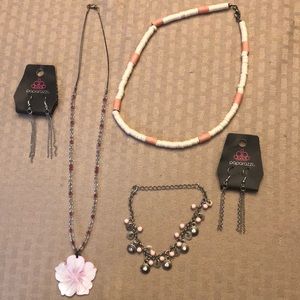 Various set of 2 necklaces and a bracelet